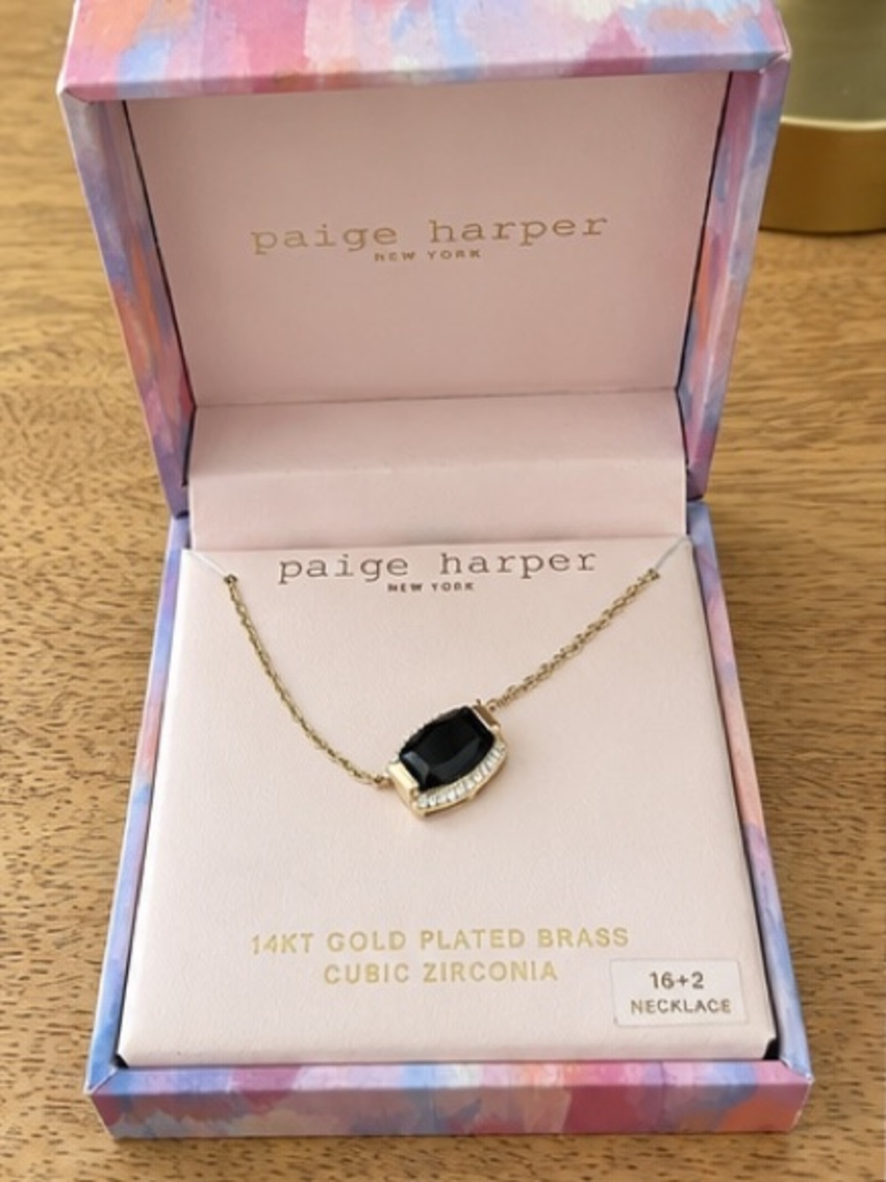 Paige Harper Dark Blue CZ 14K Gold Plated Necklace NIB Never Worn